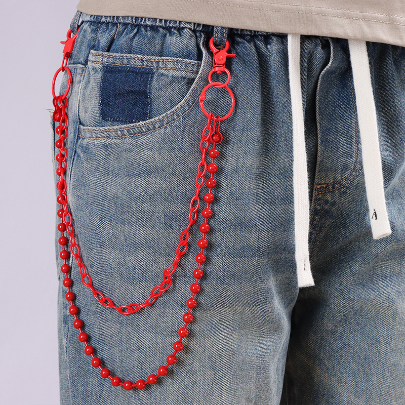 Street Fashion Jewelry - Catena per Pantaloni Multistrato con Perline