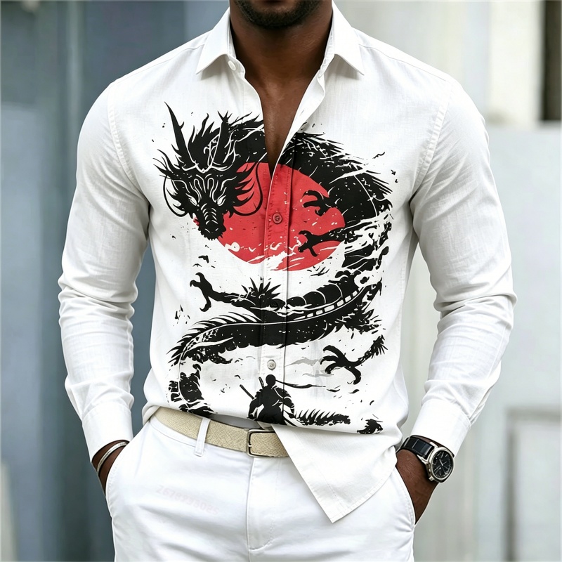 Street Fashion Men - Camicia da uomo 2026 nuova, bianca,