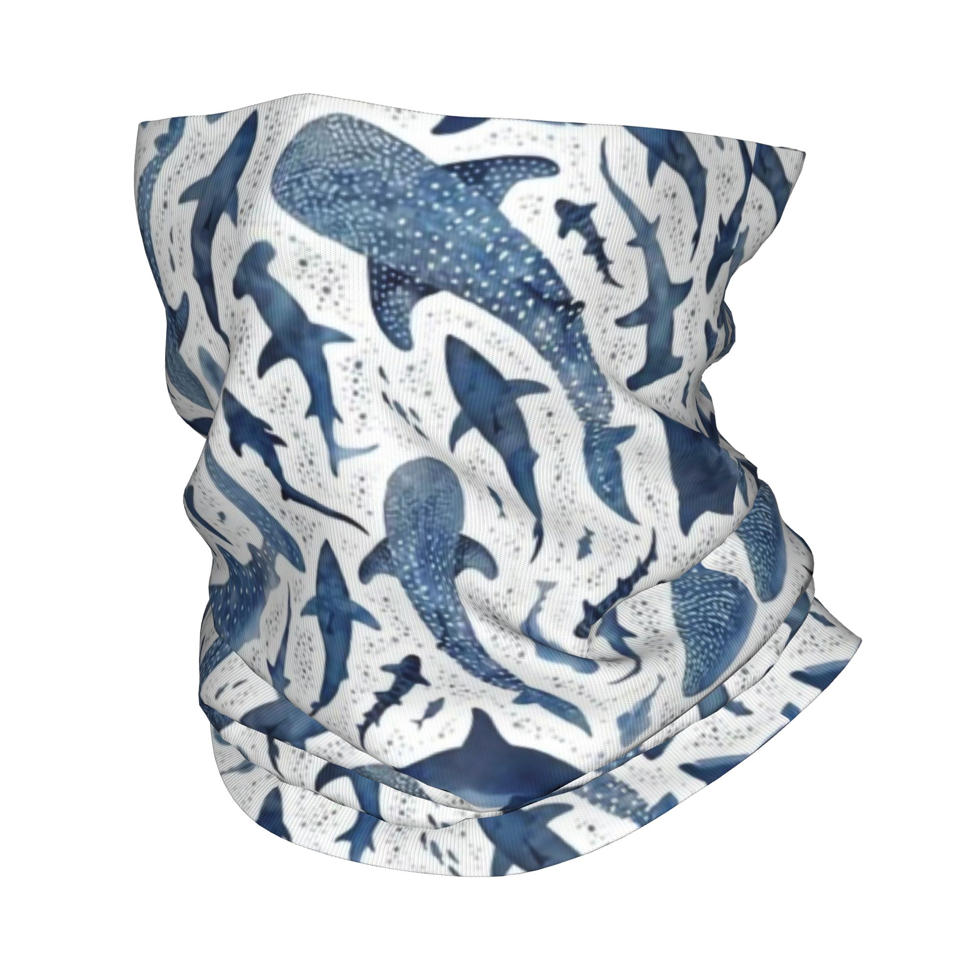 Balaclava Face Mask - Personalizzato blu acquerello squalo bandana collo