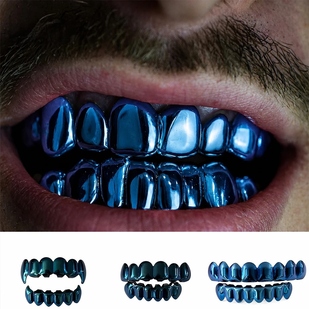 Street Fashion Jewelry - Set di Grillz Hip Hop Blu