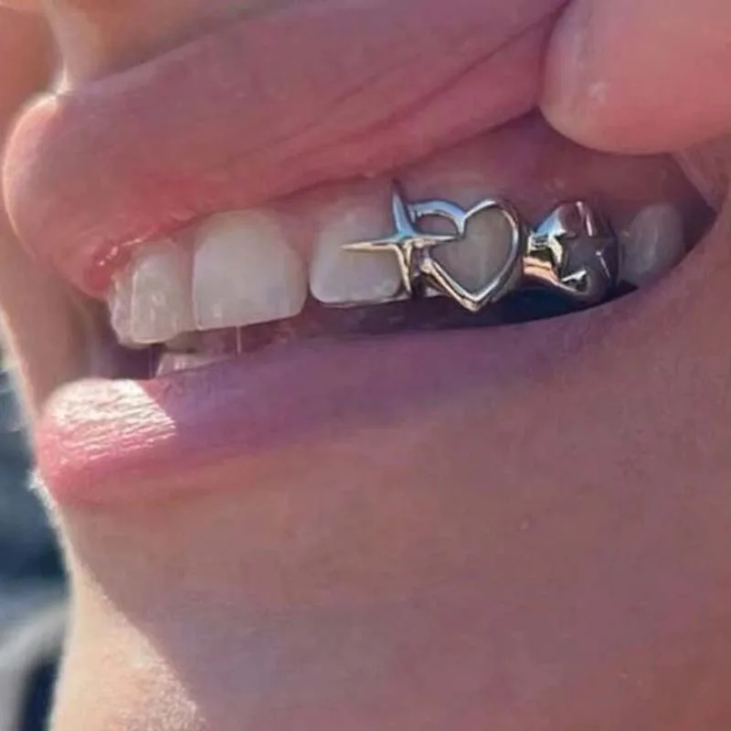 Street Fashion Jewelry - Punk Hip Hop Hollow Heart Denti