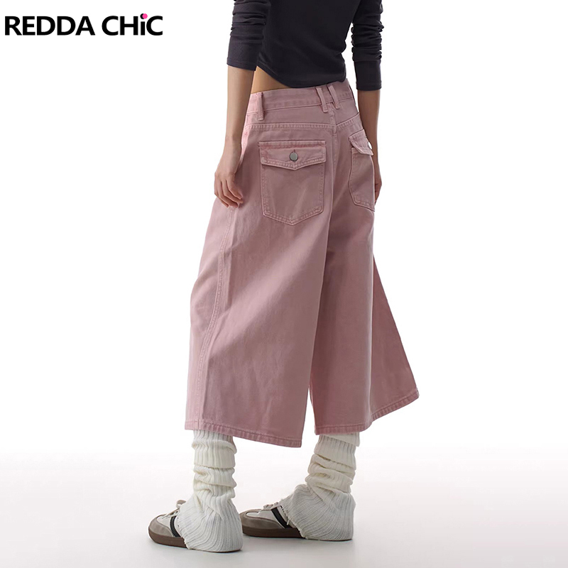 Cargo Pant Wide - REDDACHiC Pantaloncini cargo in jeans rosa