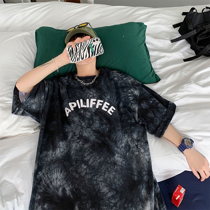 Street Fashion Hong Kong - T-shirt a maniche corte tie-dye nera